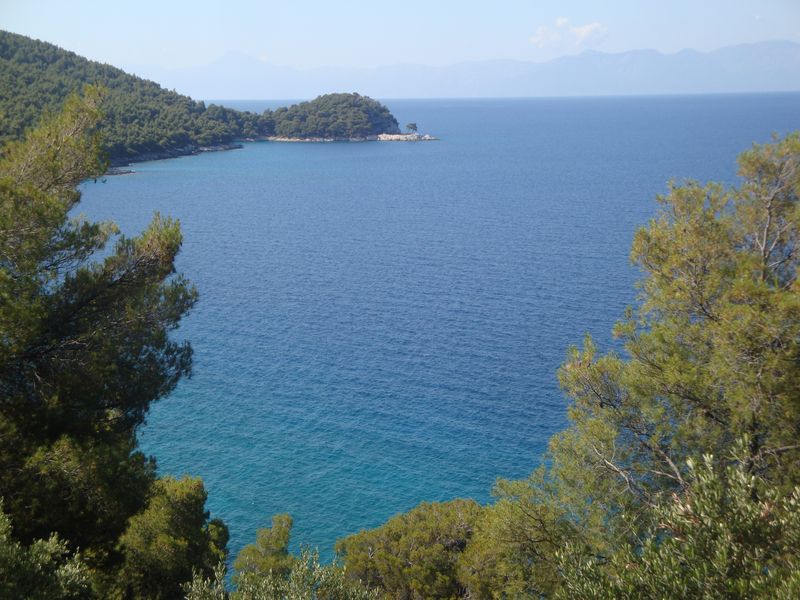 Знаменитые две сосны острова Скопелос (Σκόπελος) - этот мыс с двумя соснами недалеко от пляжа Агнондас (Αγνώντας) стал достопримечательностью острова Скопелос после фильма «Мамма Миа»