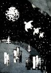 15. Полет космических черепашек - фактура, аппликация. Все подручные средства (детские кубики, антенны от конструктора...) макаются в гуашь...